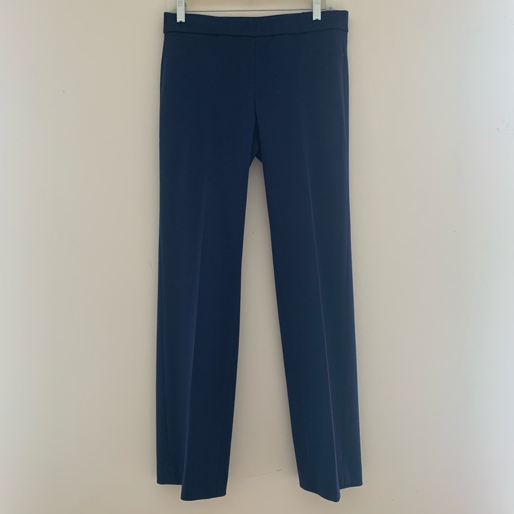Tahari Ponte Pants Blue Straight Leg Pull On 8